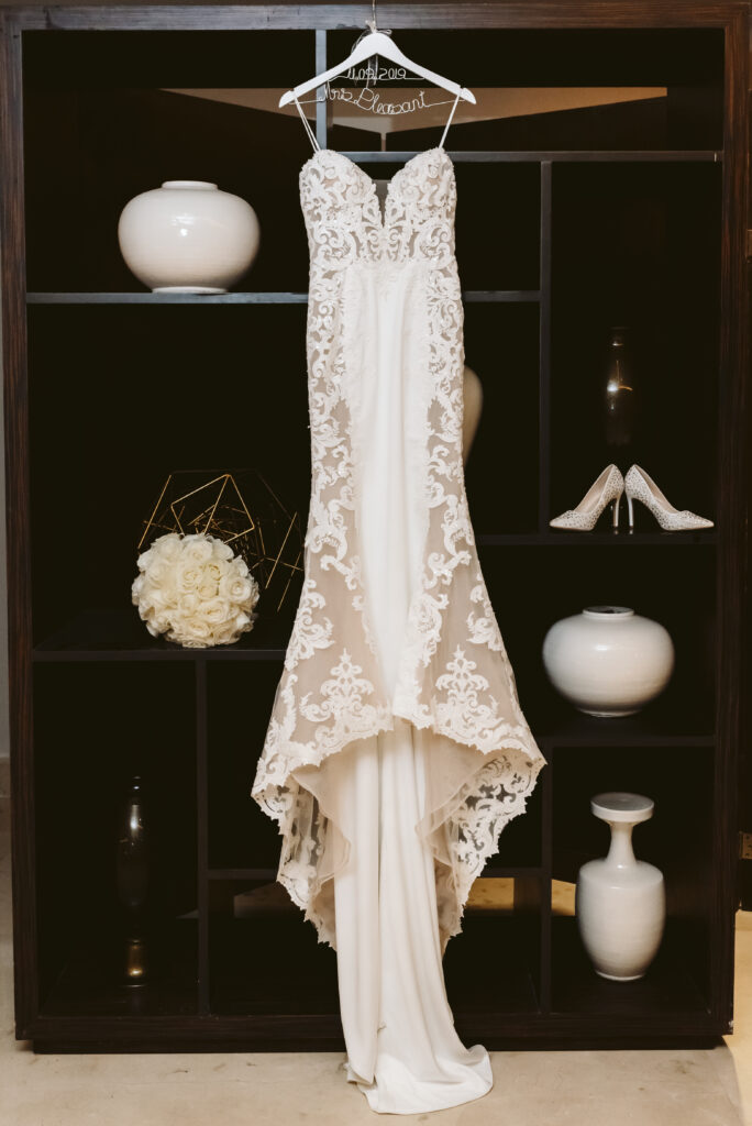 Wedding dress hanging 